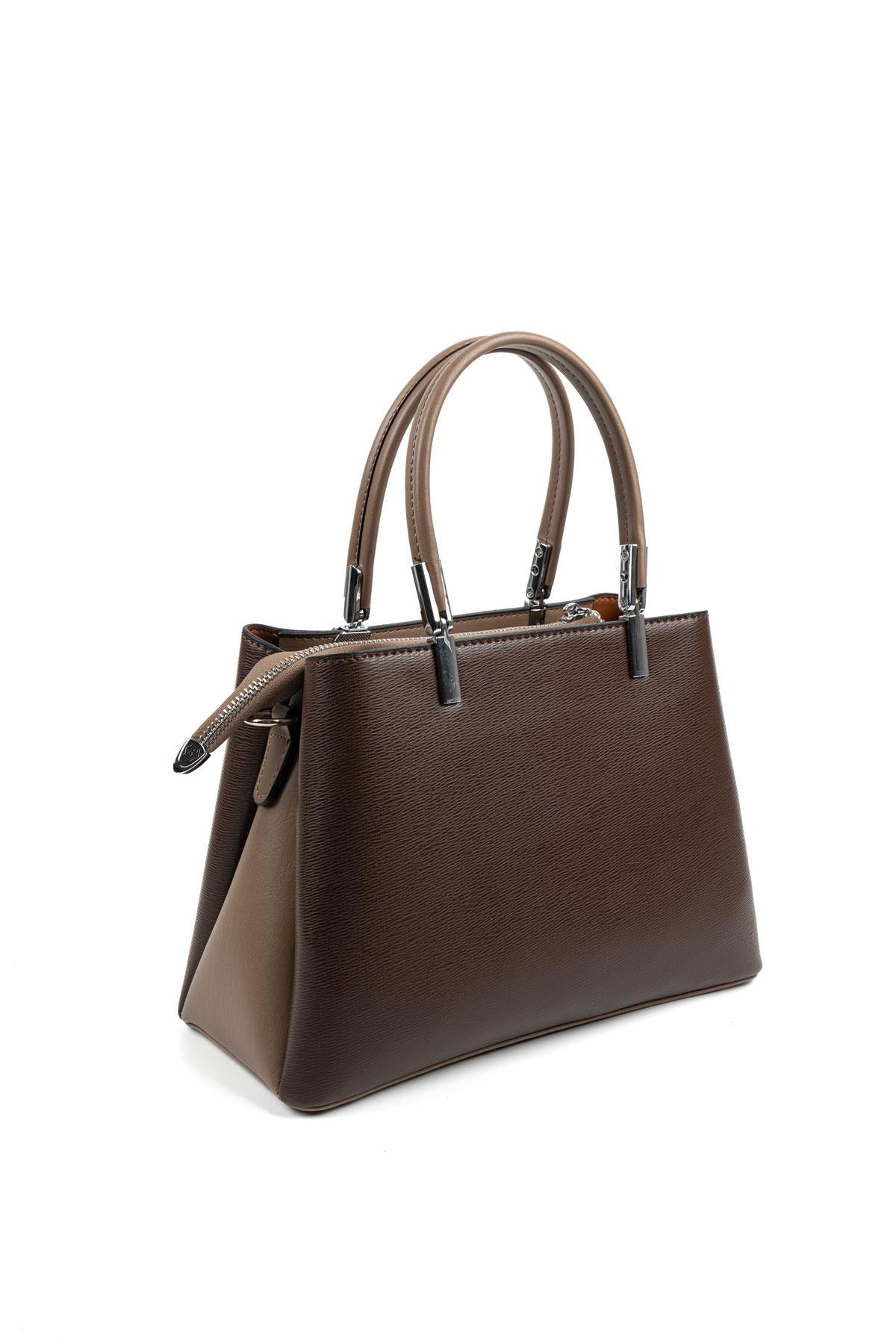 Silver & Polo SP1098 Kadın El Çantası Düz Kahve-Vizon