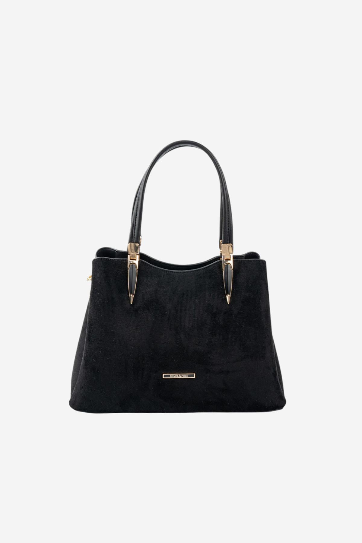 Silver & Polo SP1205 Kadın El Çantası Süet Siyah