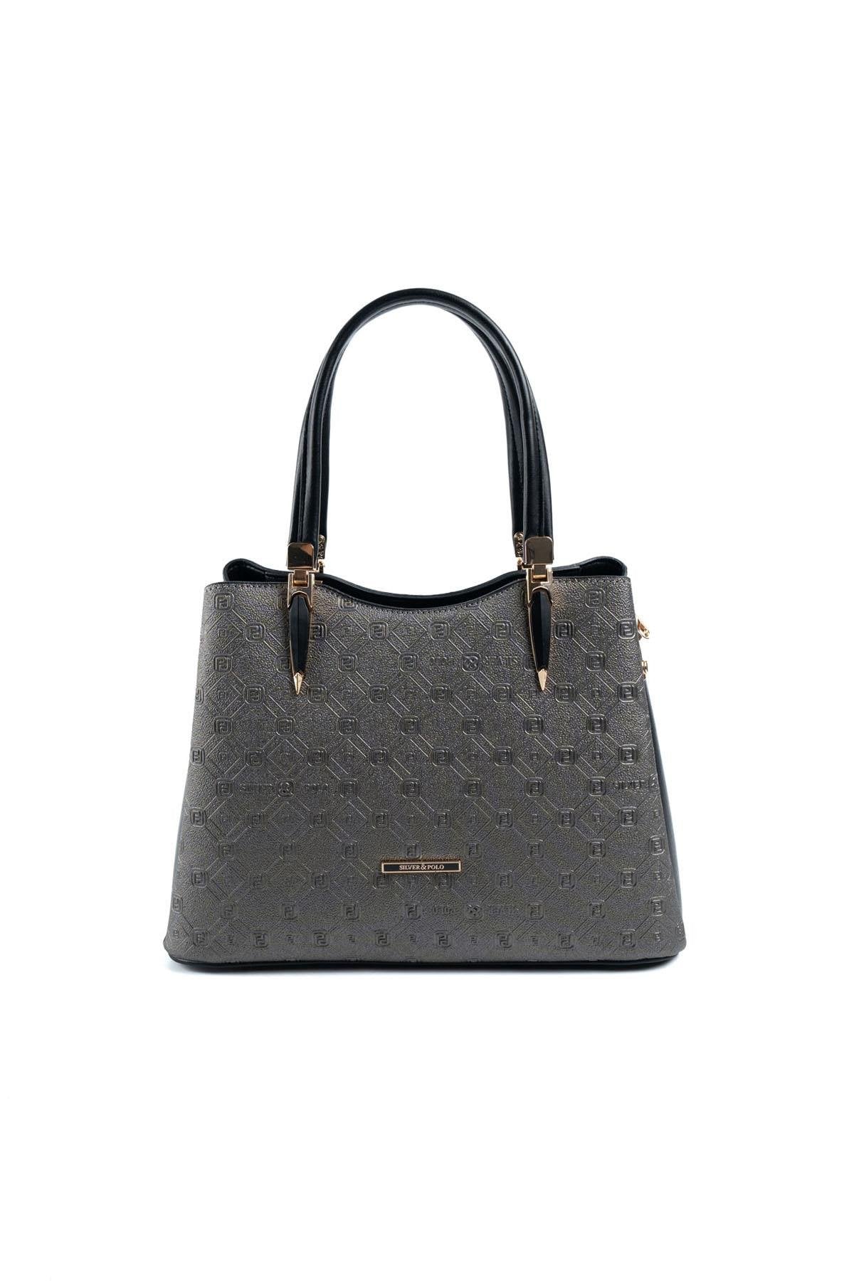 Silver & Polo Platin - Siyah SP1205 Kadın El Çantası