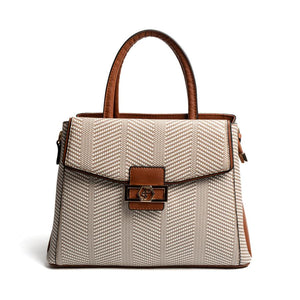 Silver & Polo SP1264 Kadın El Çantası Hasır Bej-Taba