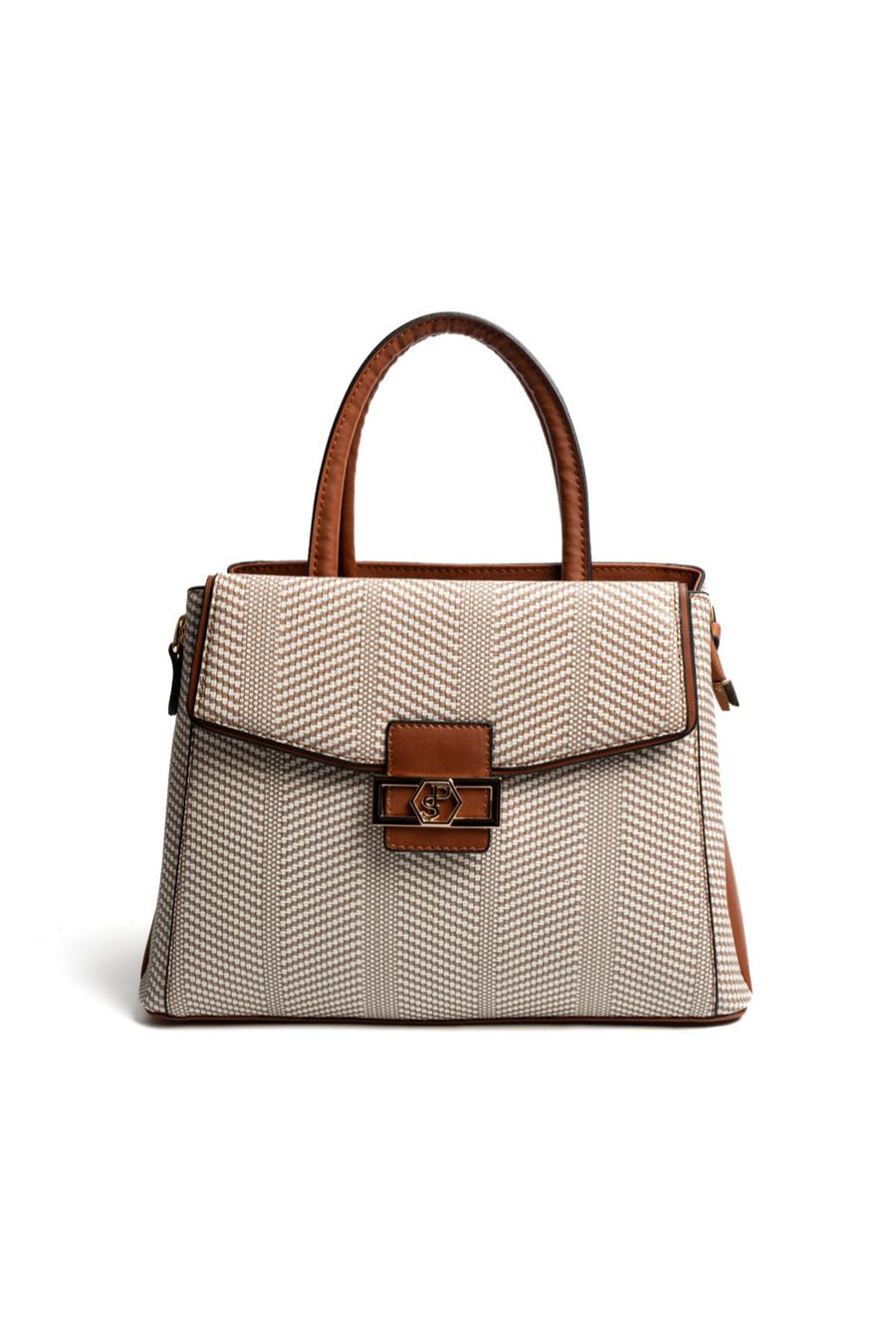 Silver & Polo SP1264 Kadın El Çantası Hasır Bej-Taba