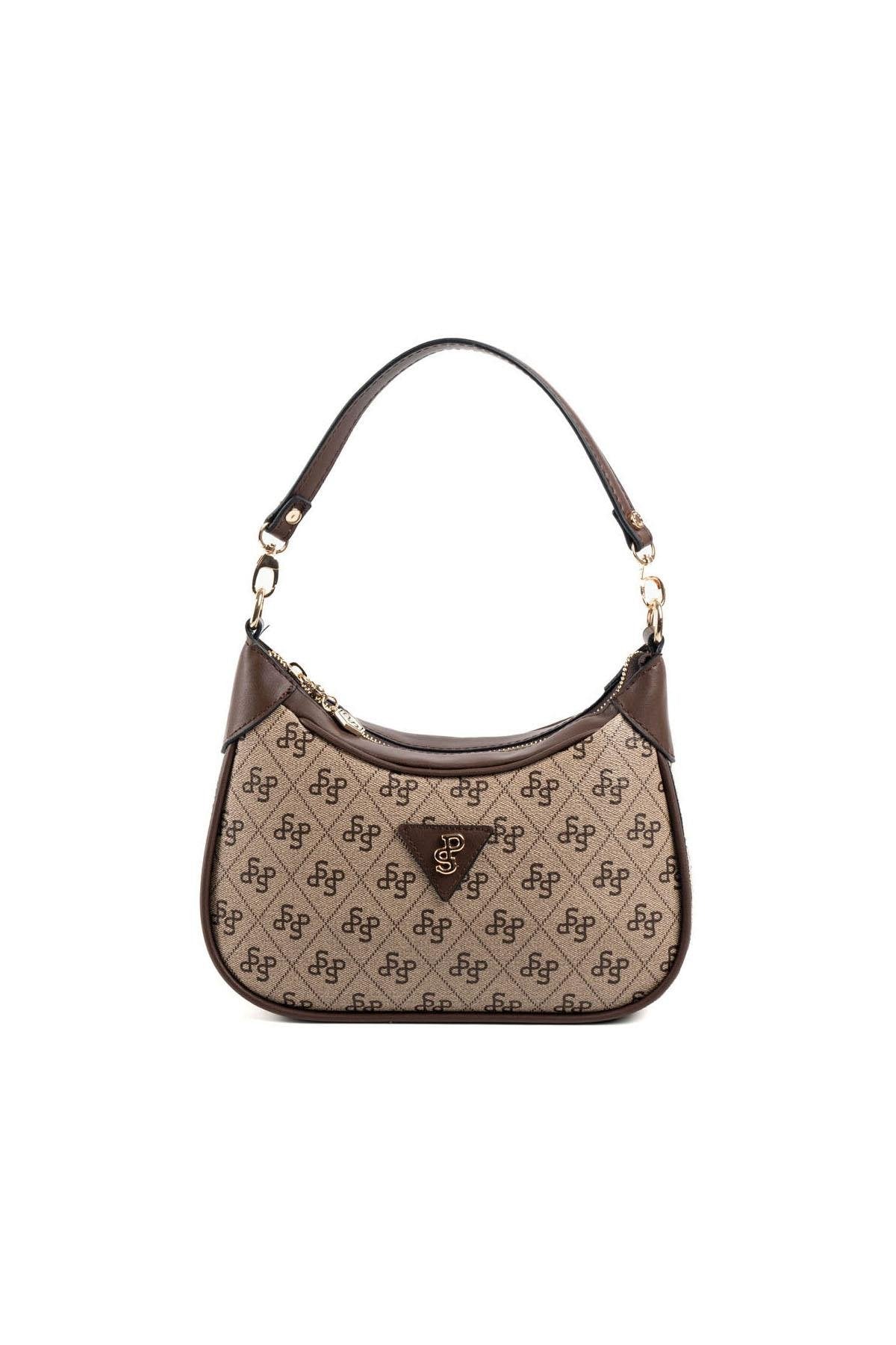 Silver & Polo Koyu Bej - Kahve SP1180 Kadın Omuz Çantası