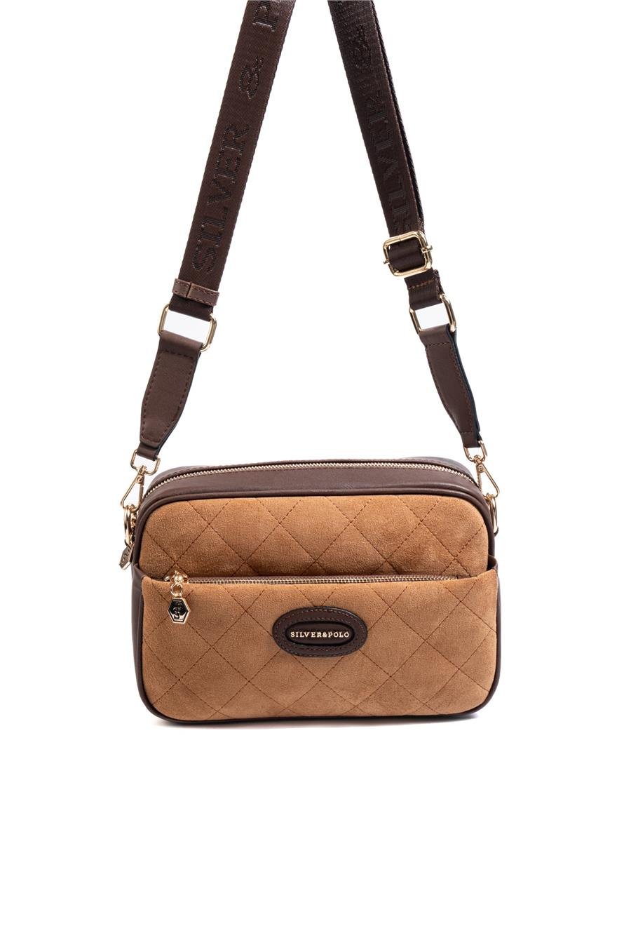 Silver & Polo SP1267 Kadın Çapraz Çanta Süet Taba-Kahve