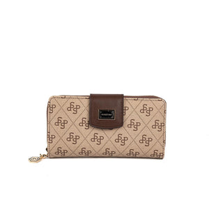 Silver & Polo SP928 Kadın Cüzdan & Kartlık Monogram Koyu Bej-Kahve