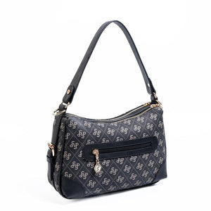 Silver & Polo SP1269 Kadın Omuz Çantası Monogram Füme-Siyah