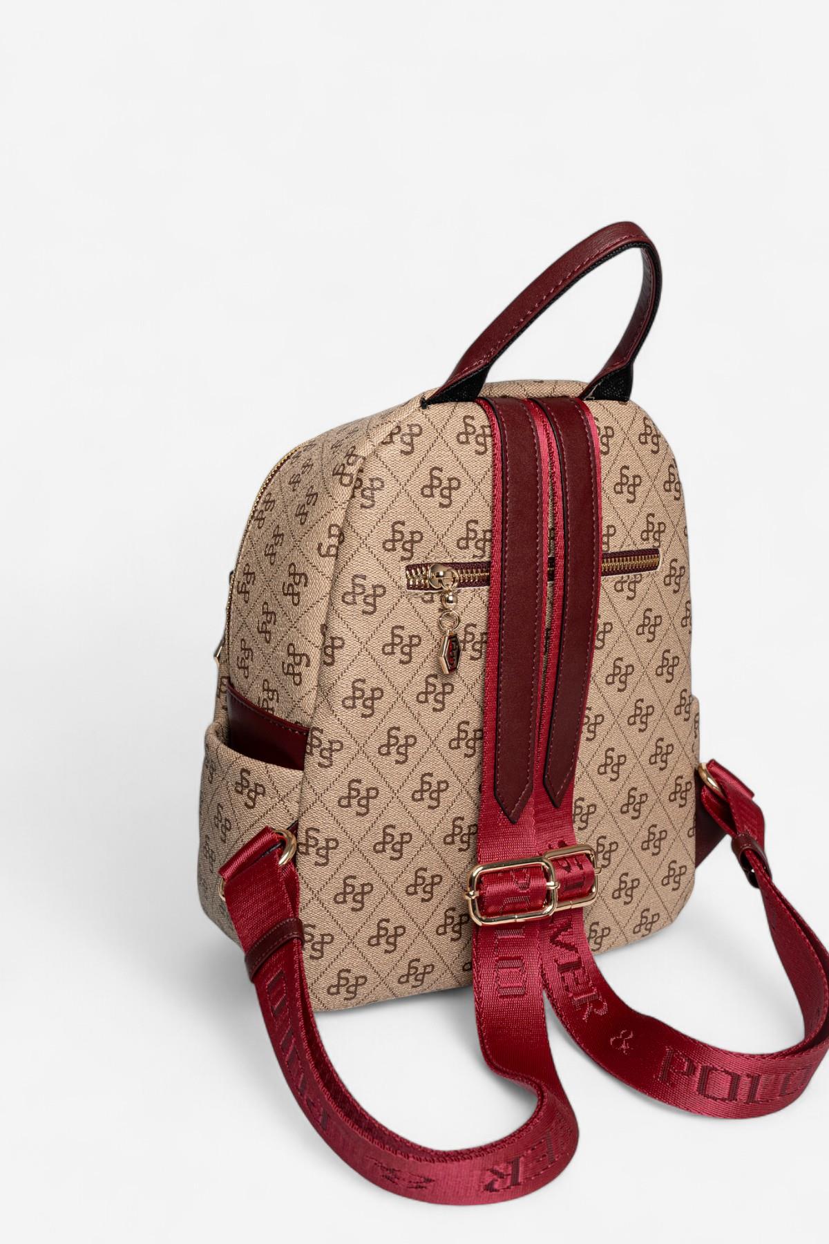 Silver & Polo Koyu Bej - Bordo SP906 Sırt Çantası