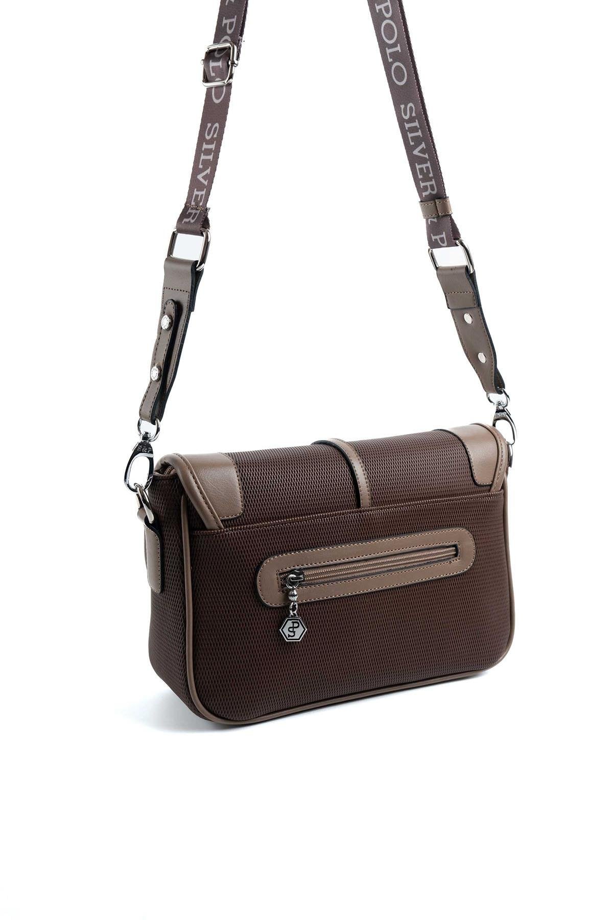 Silver & Polo Kahve - Vizon SP1182 Kadın Çapraz Çanta