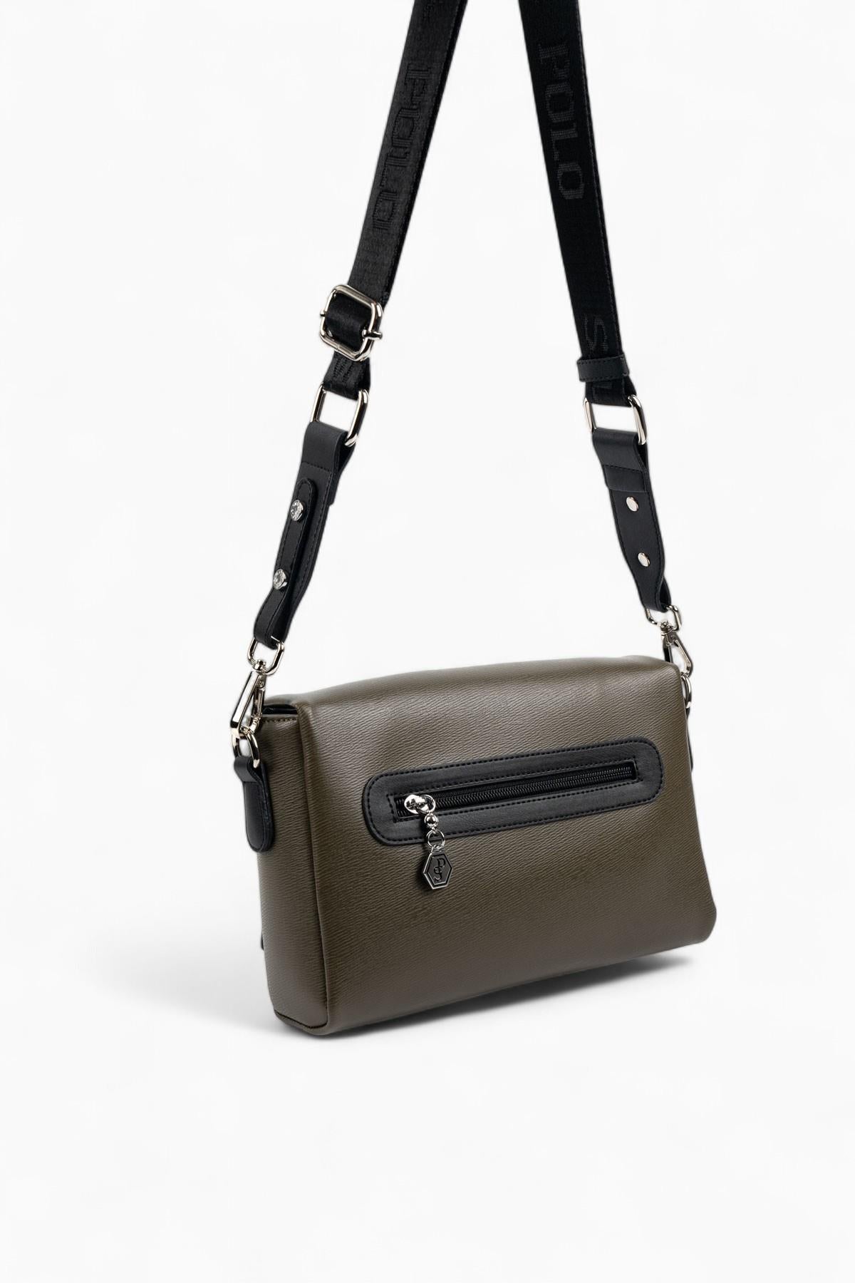 Silver & Polo SP1257 Kadın Çapraz Çanta Düz Zeytuni-Siyah