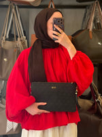 Silver Polo Siyah Monogram Kadın Portföy & Clutch - SP1034