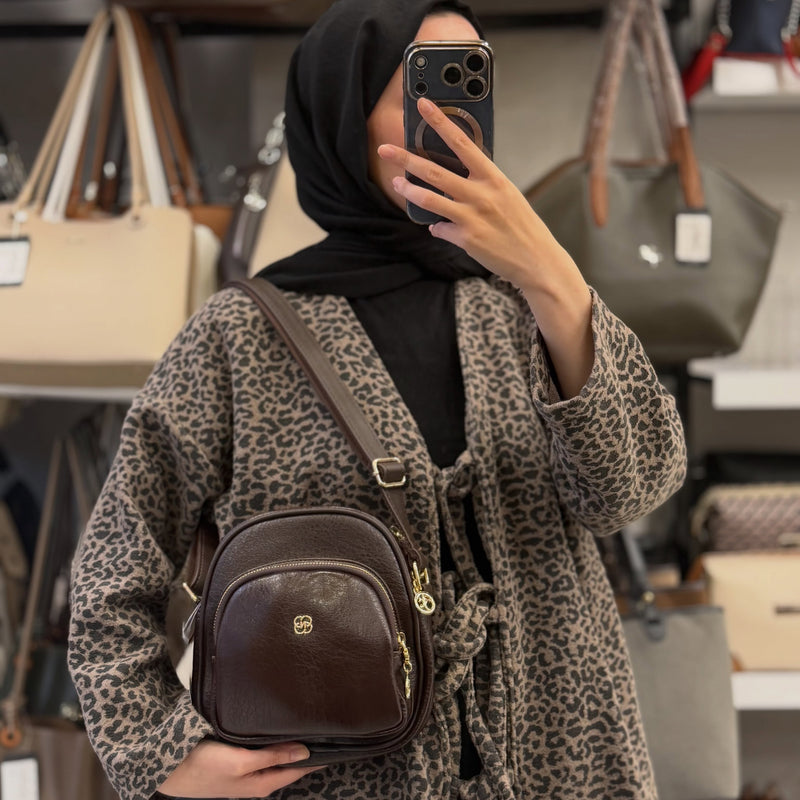 Nas Bag Kahverengi Victoria Çok Gözlü Çapraz Omuz Çantası - 1043