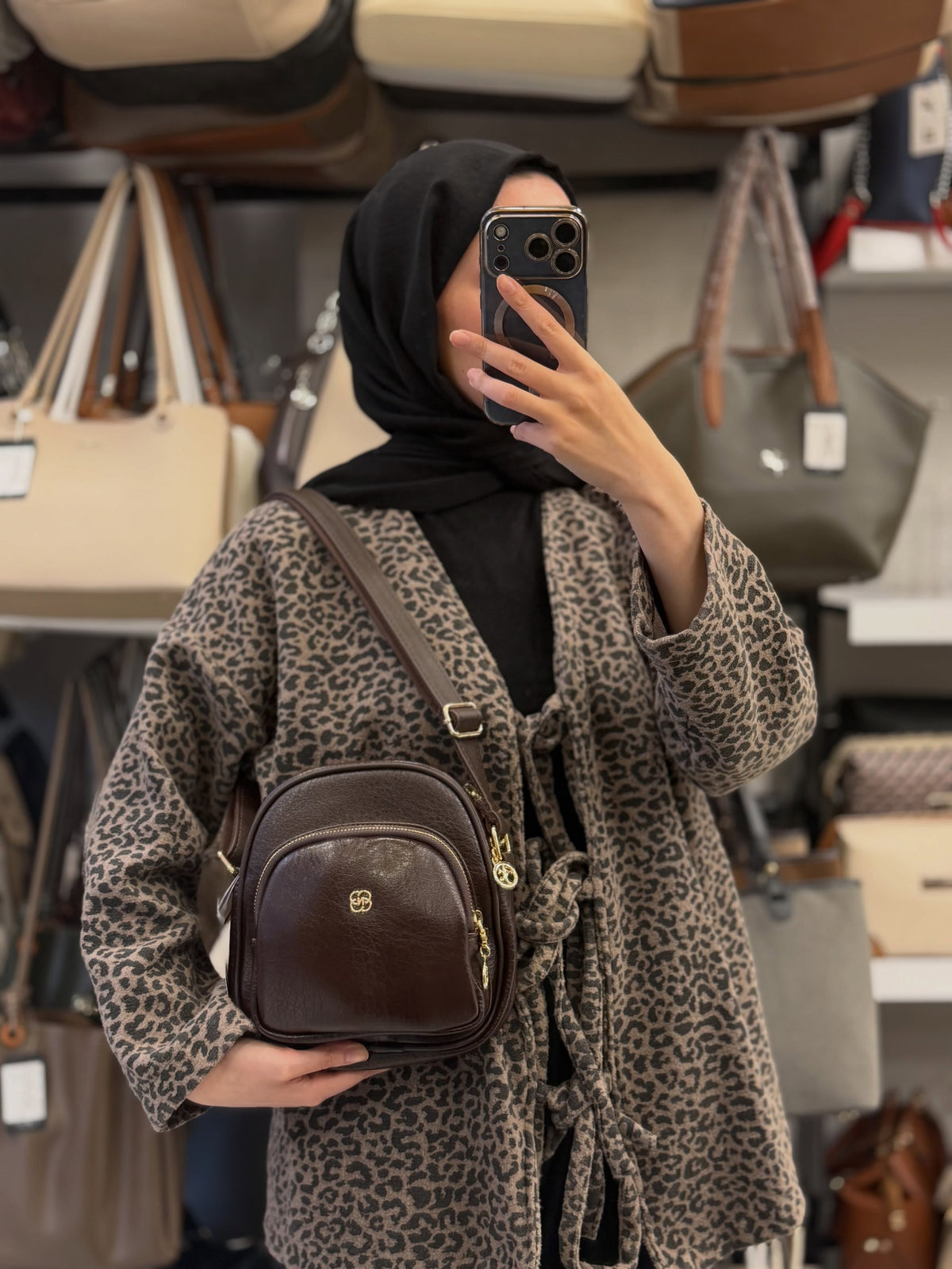 Nas Bag Kahverengi Victoria Çok Gözlü Çapraz Omuz Çantası - 1043