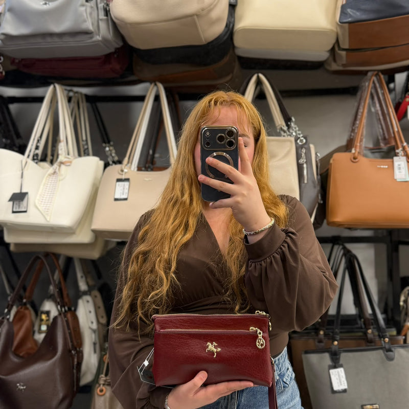 Nas Bag Bordo Çok Bölmeli Askılı El ve Çapraz Portföy Çanta - 1055