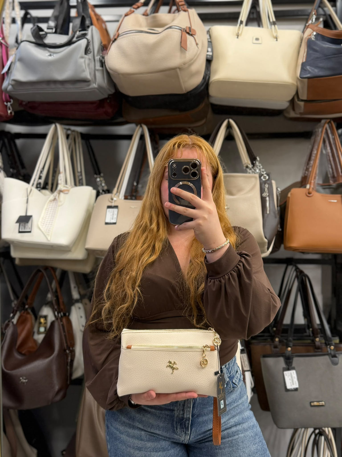 Nas Bag Krem Çok Bölmeli Askılı El ve Çapraz Portföy Çanta - 1055