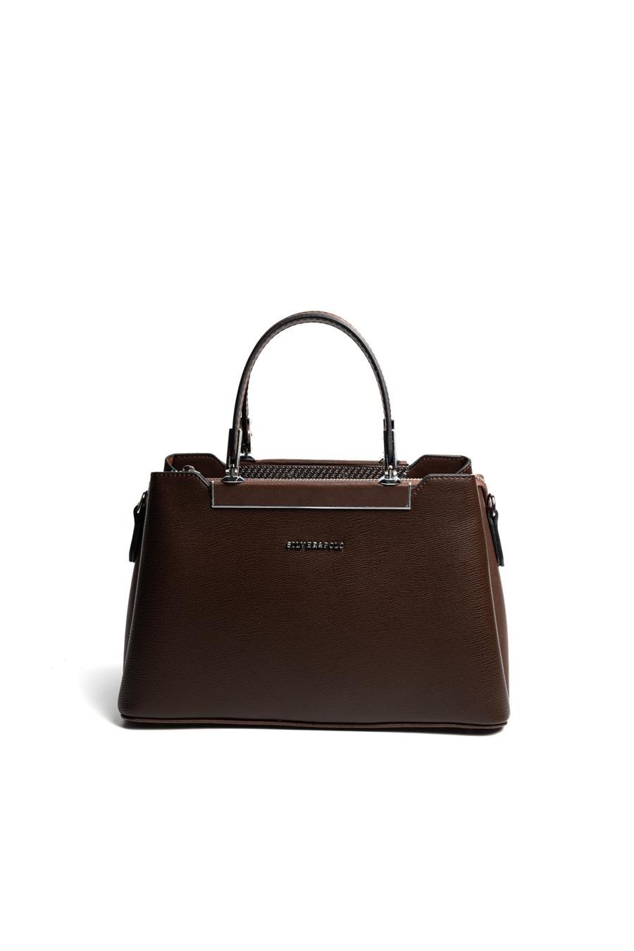 Silver & Polo SP913 Kadın El Çantası Düz Kahve