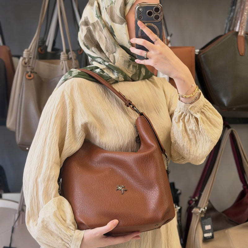 Nas Bag Yumuşak Deri Püskül Detaylı Omuz ve Çapraz Kadın Çantası - 1071 - 4