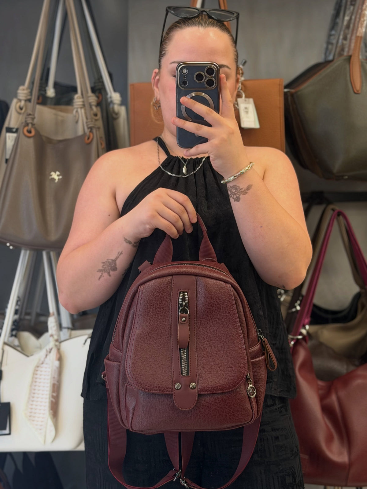 Nas Bag Bordo Şık ve Fonksiyonel Çok Bölmeli Kadın Sırt Çantası - 1081