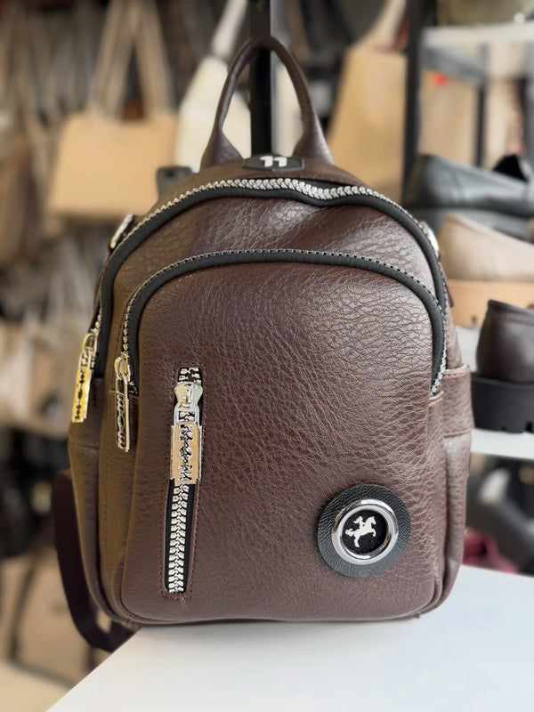 Nas Bag Acı Kahve Çok Bölmeli ve Çift Kullanımlı Kadın Sırt ve Omuz Çantası - 1081