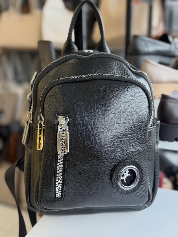 Nas Bag Siyah Çok Bölmeli ve Çift Kullanımlı Kadın Sırt ve Omuz Çantası - 1081