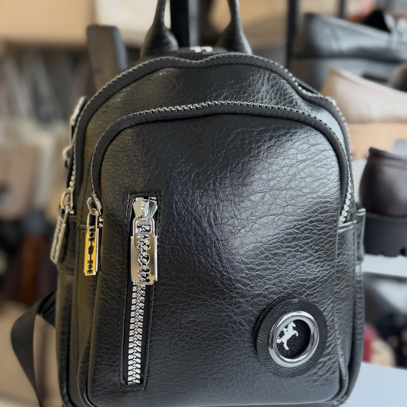 Nas Bag Siyah Çok Bölmeli ve Çift Kullanımlı Kadın Sırt ve Omuz Çantası - 1018 - 4