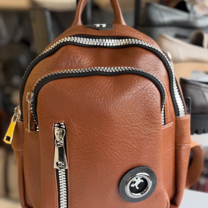 Nas Bag Taba Çok Bölmeli ve Çift Kullanımlı Kadın Sırt ve Omuz Çantası - 1018 - 3