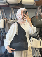 Nas Bag Siyah Süet Yavrulu Geniş Hacimli Kadın Omuz Çantası - 1096