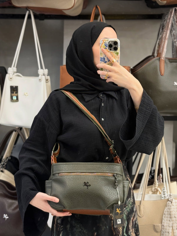 Nas Bag Haki Taba Çok Bölmeli & Hafif Kadın Çapraz Omuz Çantası - 1131