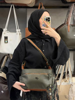 Nas Bag Haki Taba Çok Bölmeli & Hafif Kadın Çapraz Omuz Çantası - 1131