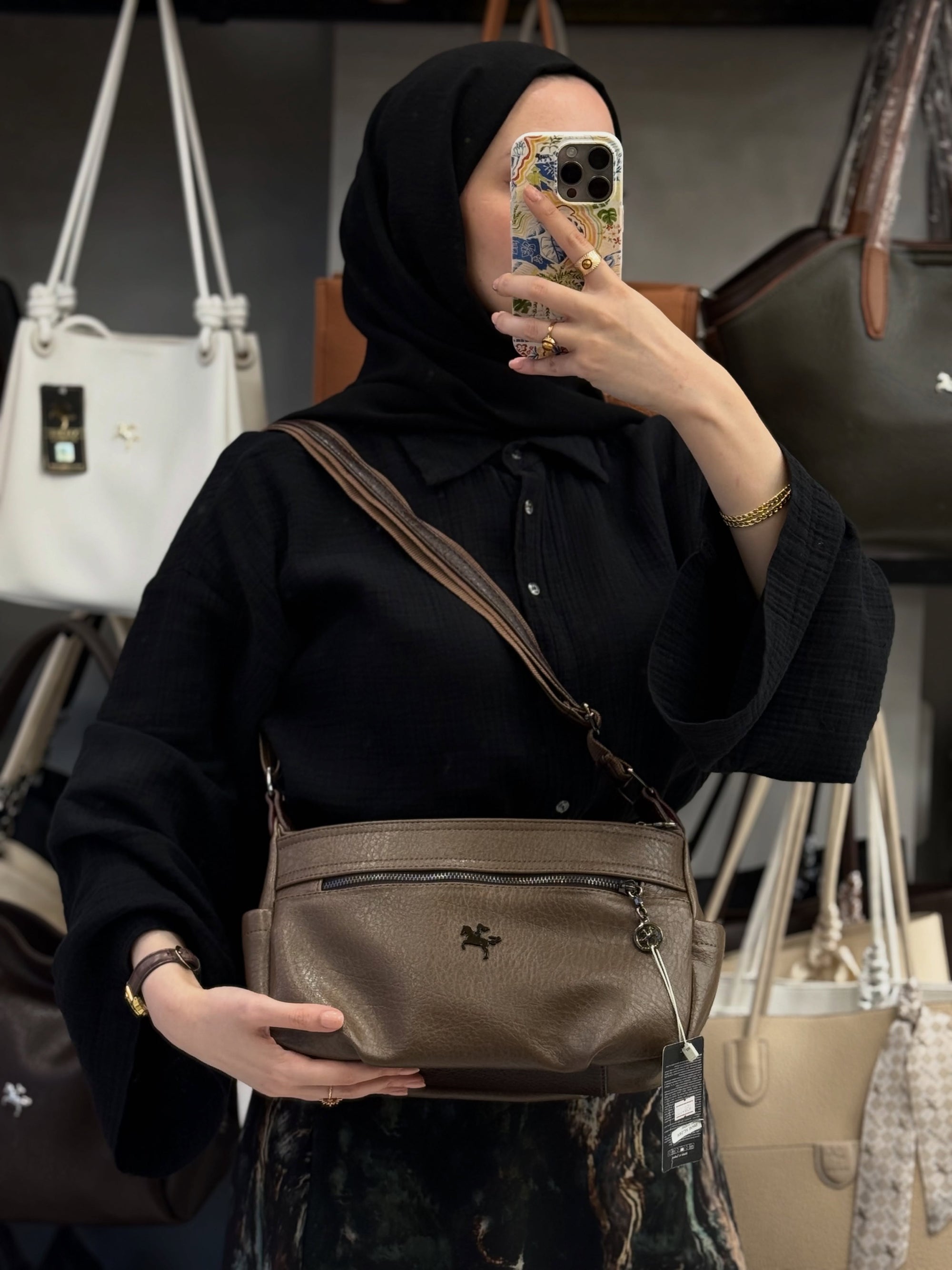 Nas Bag Vizon Kahve Çok Bölmeli & Hafif Kadın Çapraz Omuz Çantası - 1131