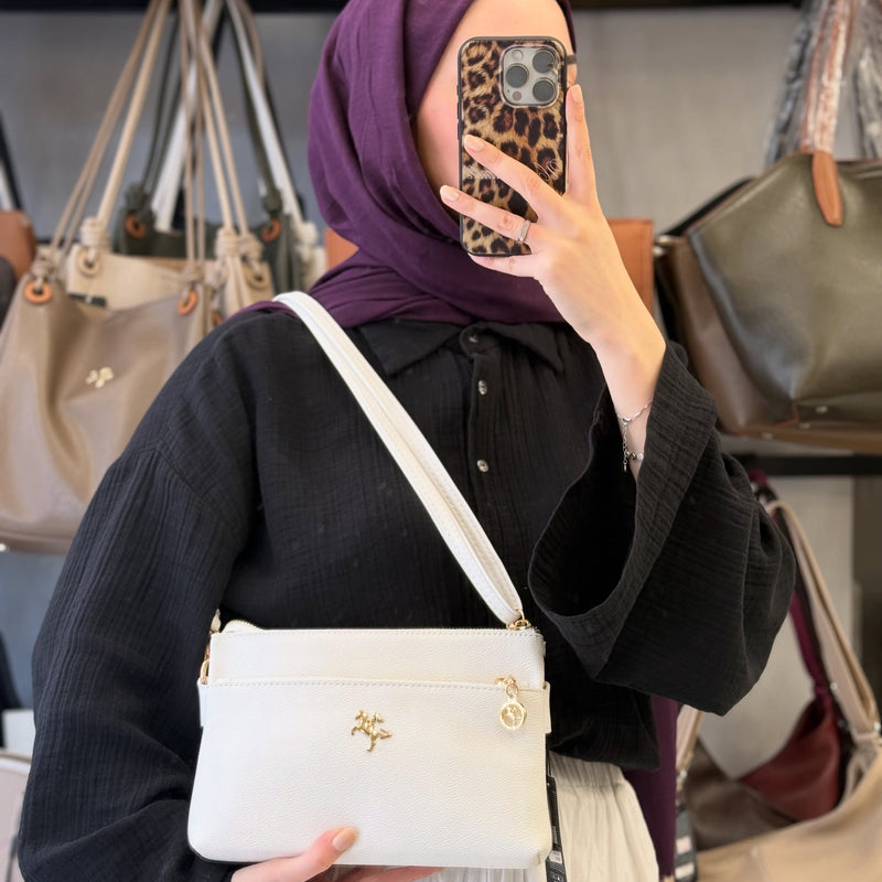 Nas Bag Beyaz Üç Gözlü Yumuşak Kadın Çantası - 1133 - 12