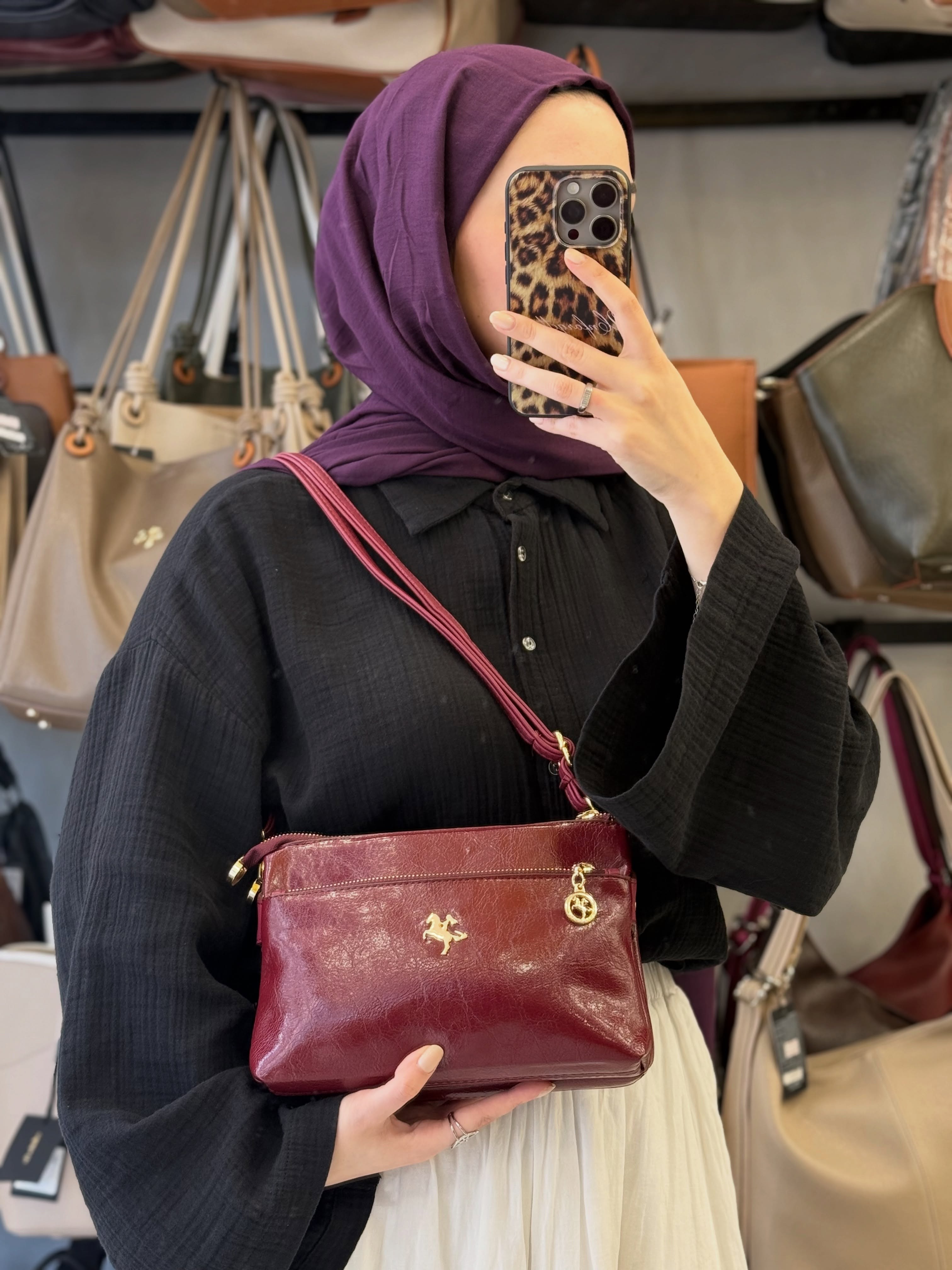 Nas Bag Bordo Üç Gözlü Yumuşak Kadın Çantası - 1133