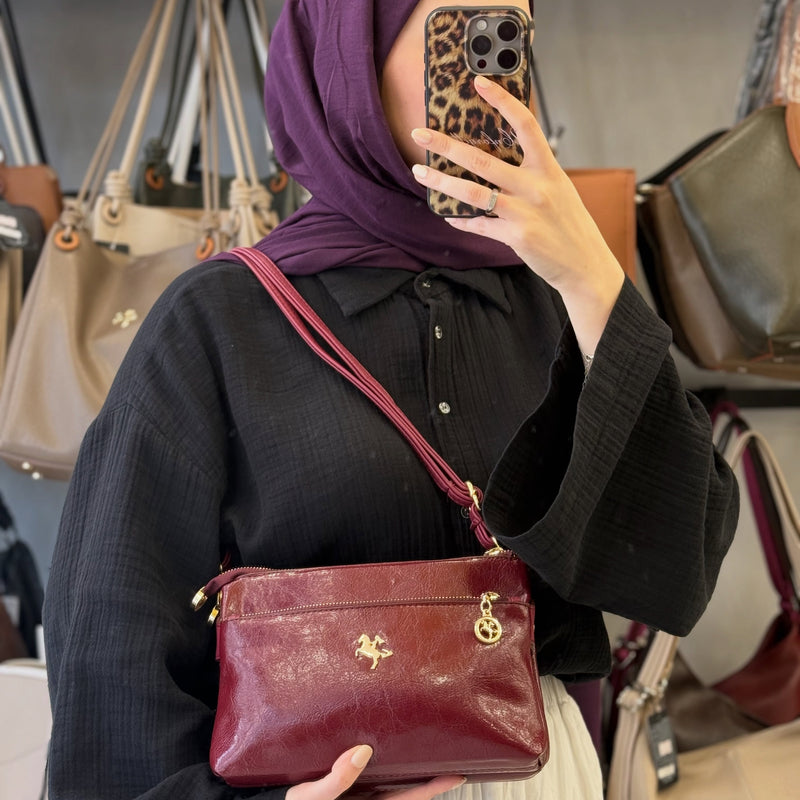 Nas Bag Bordo Üç Gözlü Yumuşak Kadın Çantası - 1133 - 7