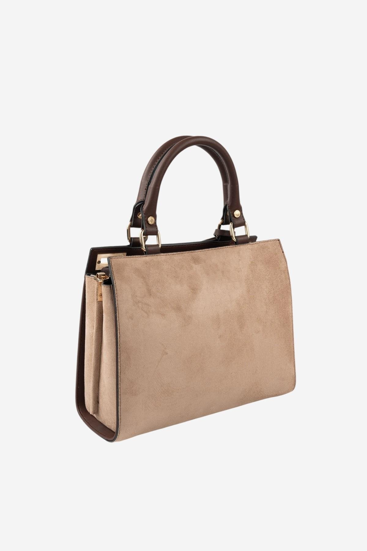 Silver & Polo SP1174 Kadın El Çantası Süet Vizon-Kahve