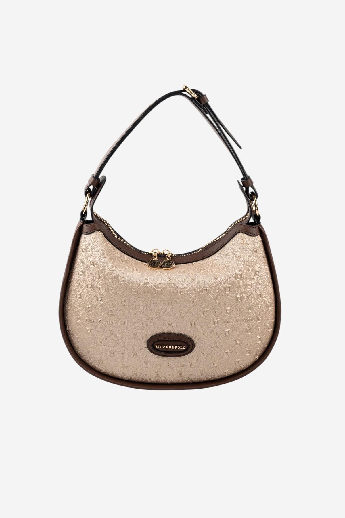 Silver & Polo SP1263 Kadın Omuz Çantası Logolu Nut-Kahve