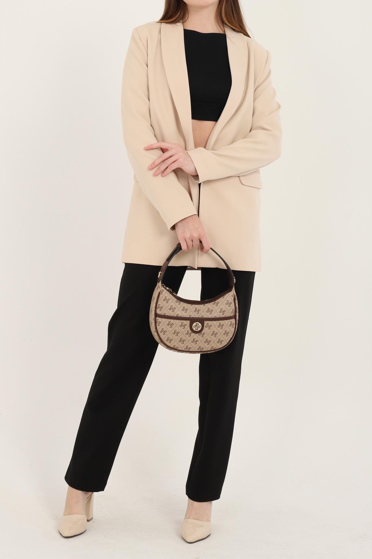 Silver & Polo Koyu Bej - Kahve SP1194 Kadın Omuz Çantası