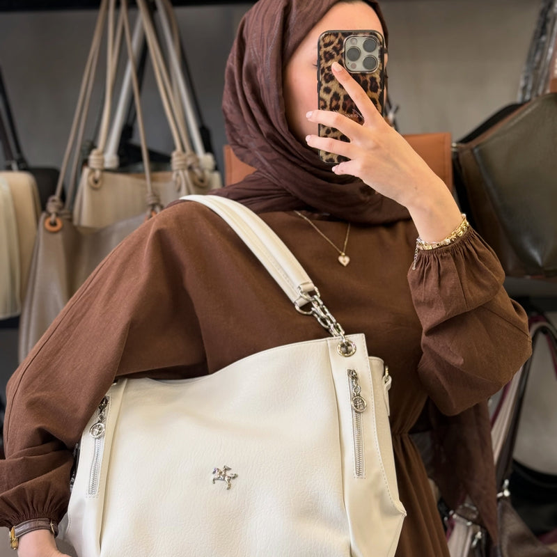 Nas Bag Zamansız Şıklık ve Maksimum Kullanışlılık: Çok Gözlü Deri Omuz Çantası - 1274 - 2