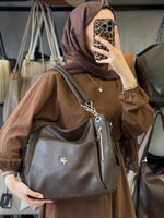 Nas Bag Zamansız Şıklık ve Maksimum Kullanışlılık Acı Kahve Çok Gözlü Deri Omuz Çantası - 1274