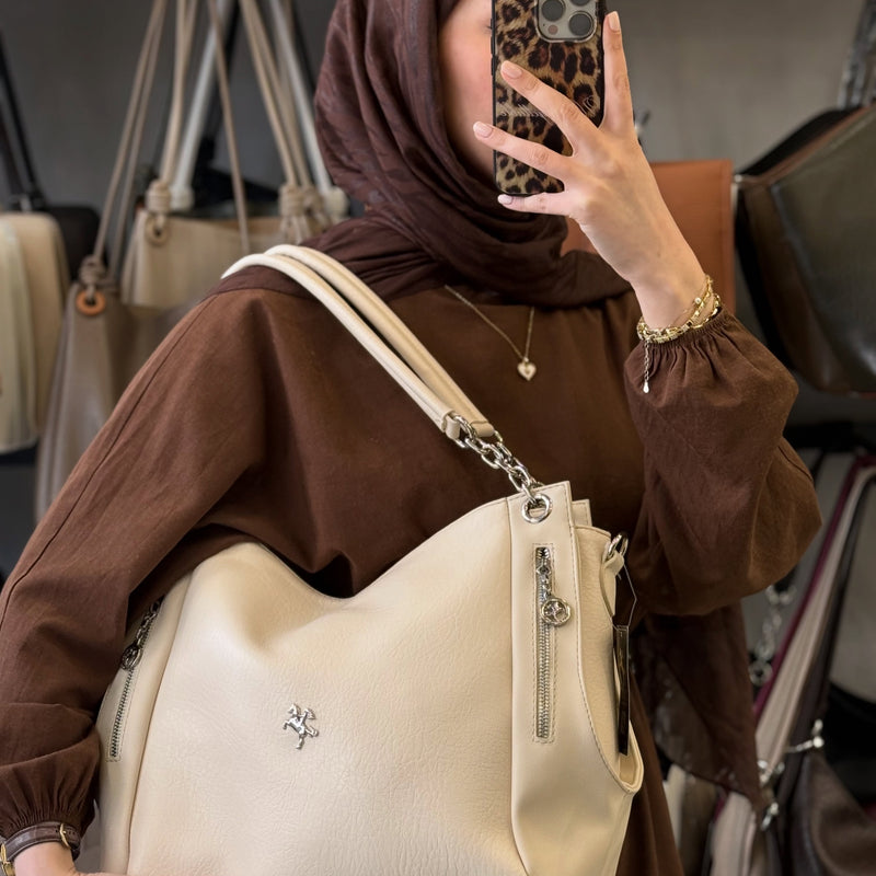 Nas Bag Zamansız Şıklık ve Maksimum Kullanışlılık: Çok Gözlü Deri Omuz Çantası - 1274 - 4