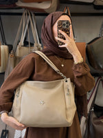 Nas Bag Zamansız Şıklık ve Maksimum Kullanışlılık Kum Çok Gözlü Deri Omuz Çantası - 1274