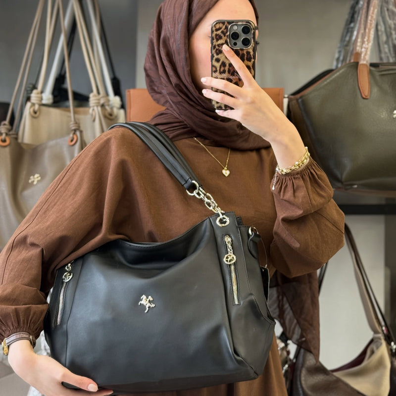 Nas Bag Zamansız Şıklık ve Maksimum Kullanışlılık: Çok Gözlü Deri Omuz Çantası - 1274 - 5
