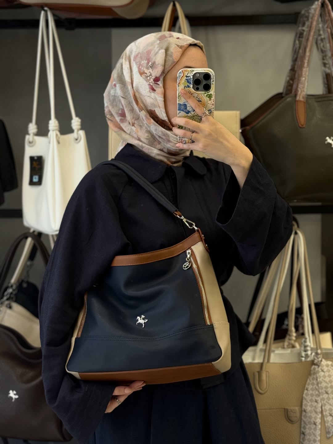 Nas Bag Lacivert Yumuşak Dokulu Kadın Omuz Çantası - 1284