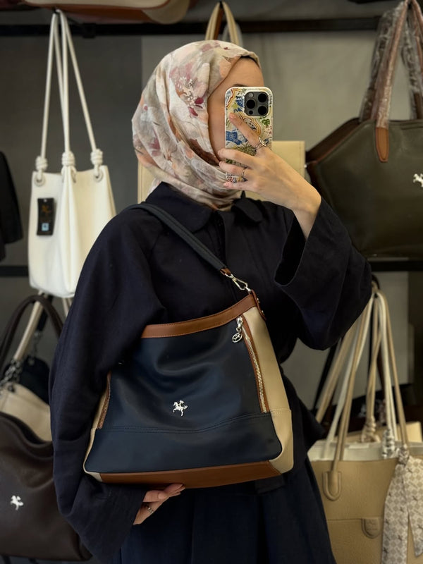 Nas Bag Lacivert Kum Yumuşak Dokulu Kadın Omuz Çantası - 1284
