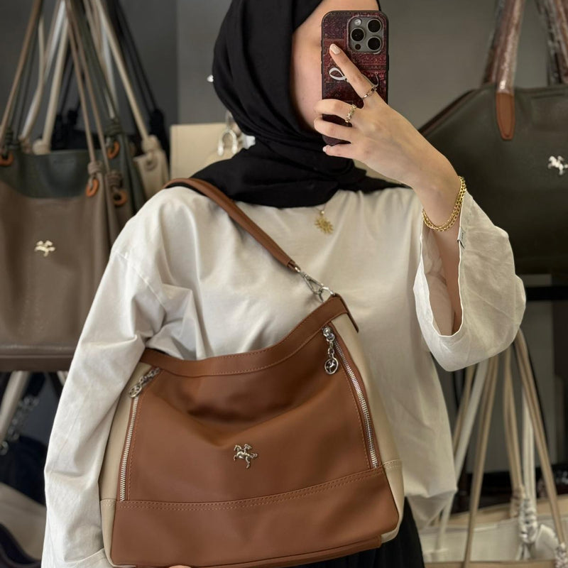 Nas Bag Taba Yumuşak Dokulu Kadın Omuz Çantası - 1284 - 1
