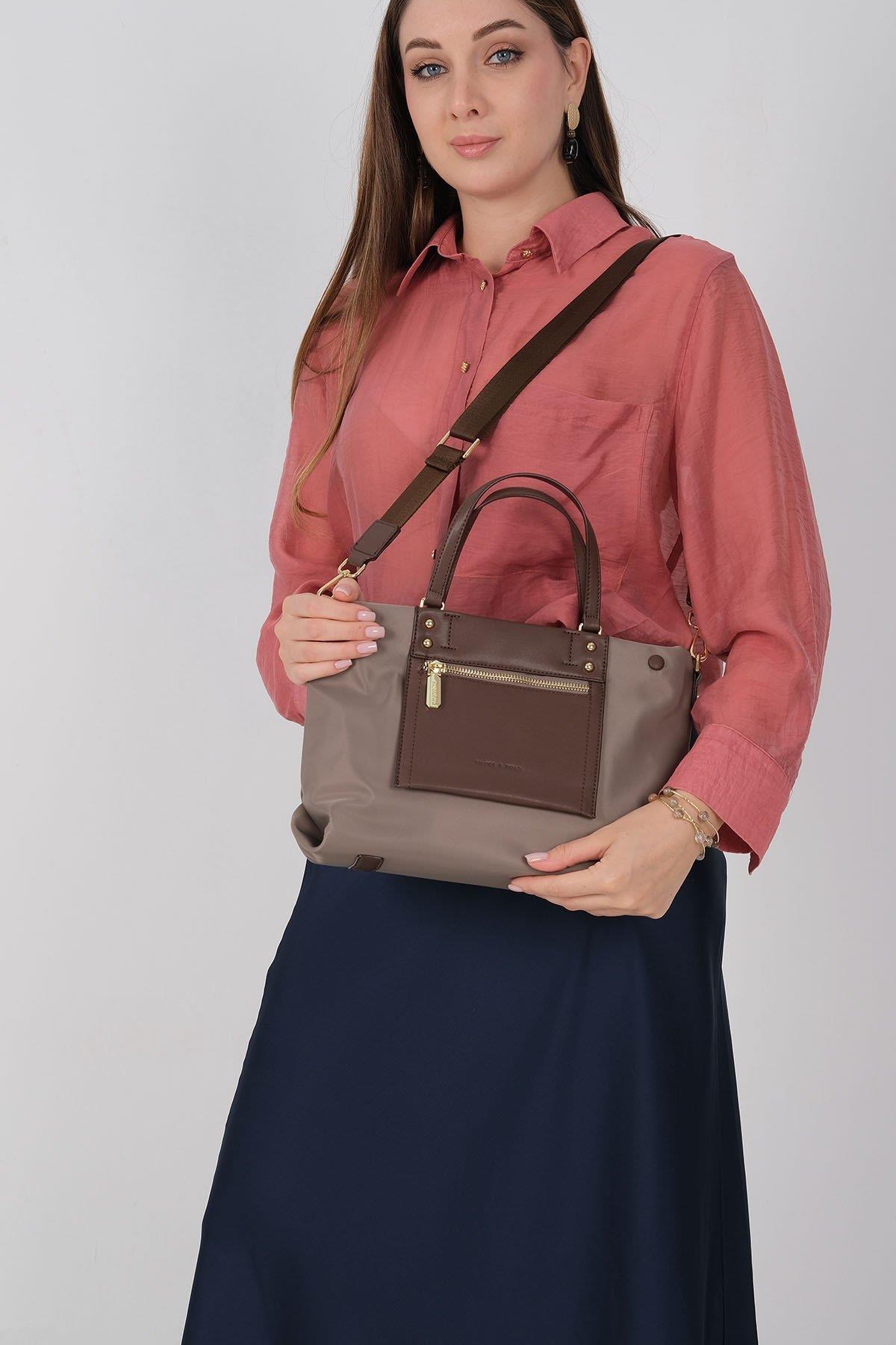 Silver & Polo SP1213 Kadın El Çantası Kum-Kahve