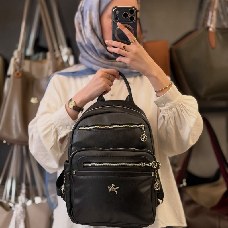 Nas Bag Siyah Victoria Kadın Çok Gözlü Sırt Çantası - 1358 - 11