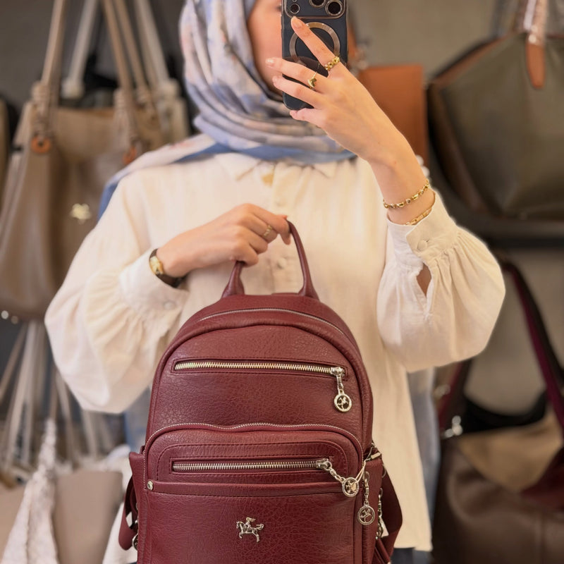 Nas Bag Bordo Victoria Kadın Çok Gözlü Sırt Çantası - 1358 - 1