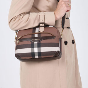 Silver & Polo SP1201 Kadın Çapraz Çanta Ekose Koyu Kahve-Kahve