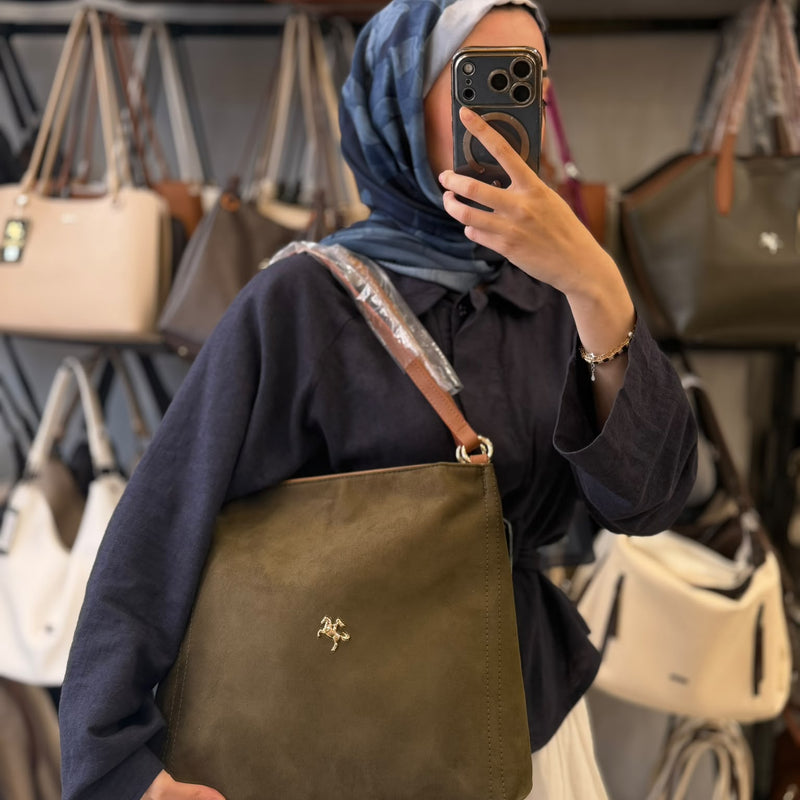 Nas Bag Süet Dokulu Şık & Geniş Omuz Çantası | Zamansız Tasarım Ve Fonksiyonel Kullanım - 1394