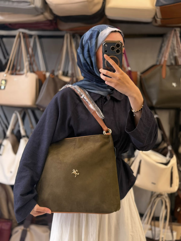 Nas Bag Süet Dokulu Şık & Geniş Omuz Çantası | Zamansız Tasarım Ve Fonksiyonel Kullanım - 1394