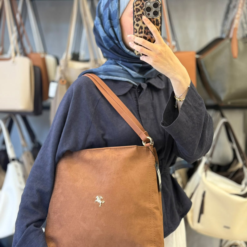 Nas Bag Süet Dokulu Şık & Geniş Omuz Çantası | Zamansız Tasarım Ve Fonksiyonel Kullanım - 1394 - 3