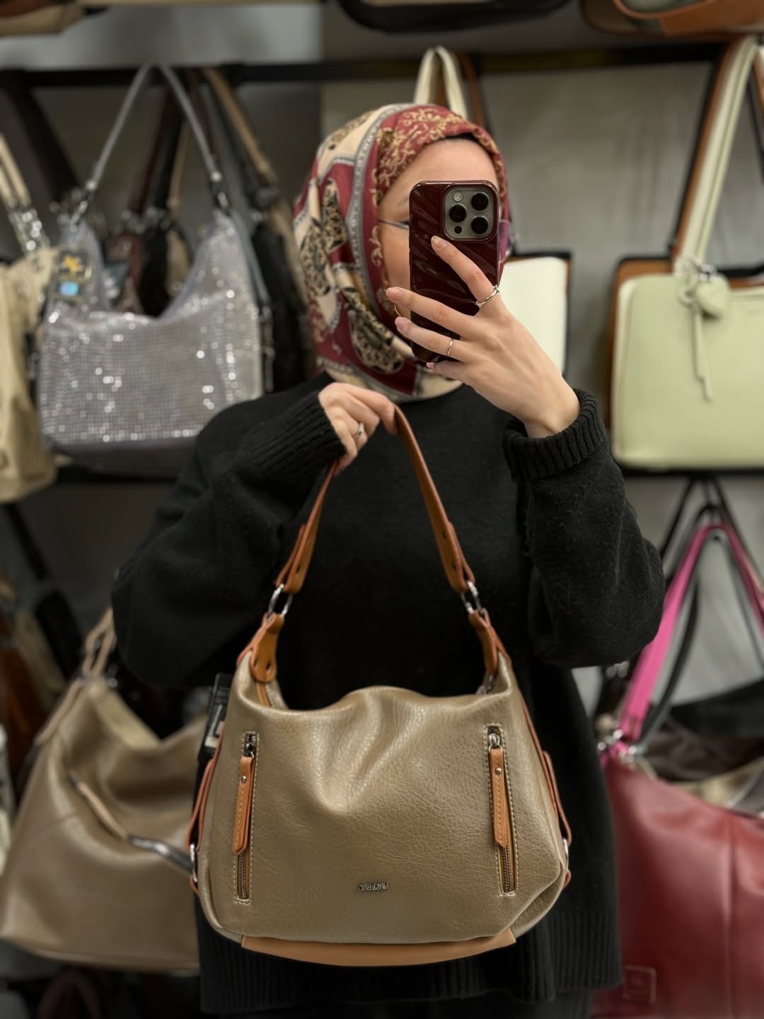 NASBAG Çift Ana Bölmeli Kadın El ve Omuz Çantası - 1397